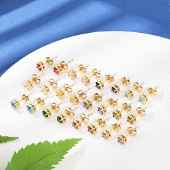 (52) Непрозрачная лаванда 304 серьги из нержавеющей стали горный хрусталь, ионное покрытие (ip), реальный 14 k позолоченный, плоско-круглые, разноцветные, 5 мм