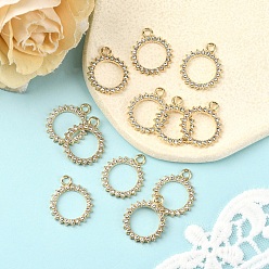 Золотой 12подвески со стразами из сплава, кольцо прелести, золотые, 20.5x17.5x2 мм, отверстие : 2 мм