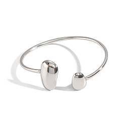 Stainless Steel Color 304 Stainless Steel Teardrop Cuff Bangles for women, Stainless Steel Color, Inner Diameter: 2.24 inch(5.7cm)