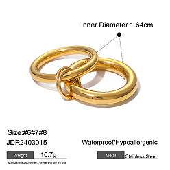 Золотой 304 палец кольца из нержавеющей стали, золотые, размер США 8 (18.1 мм)