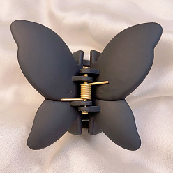 Черный Заколка для волос с матовой бабочкой, пластиковая заколка для волос с конским хвостом в виде бабочки для женщин, чёрные, 59.94x67.82x44.96 мм