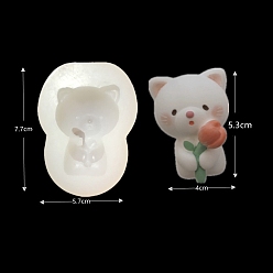 Cat Shape DIY Display Silicone Molds, Resin Casting Molds, For UV Resin, Epoxy Resin Jewelry Making, White, Cat Shape, 77x57mm, Inner Diameter: 53x40mm