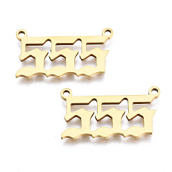 Number 201 eslabones colgantes de acero inoxidable, Corte con laser, dorado, num. 5, 12x22x1 mm, agujero: 1.4 mm
