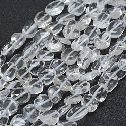 Quartz Crystal Natural Crystal Beads Strands, Tumbled Stone, Nuggets, 8~15x5~10mm, Hole: 1mm, 15.3 inch~15.7 inch(39~40cm)