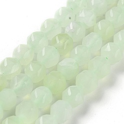 Новый Нефрит Новых природных нефрита нитей бисера, граненые, бусины с двойным сердечком и звездочкой, 7~8.5x7.5~8 мм, отверстие : 0.8~1 мм, около 48~50 шт / нитка, 15.16~15.55 дюйм (38.5~39.5 см)