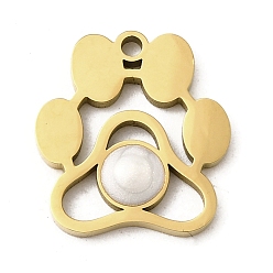 Настоящее золото 18K 304 нержавеющей стальной эмали подвески, ионное покрытие (ip), след прелести, реальный 18 k позолоченный, 16x15x2.5 мм, отверстие : 1.5 мм