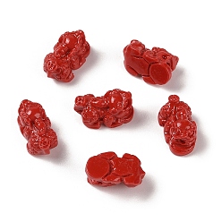 Brique Rouge Perles sculptées en corail synthétique, teint, lion, firebrick, 9x18x10mm, Trou: 1.5mm