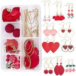 Golden DIY Dangle Earring Making Kits, with Alloy Pendants, Sheepskin Leather Pendants, Glass Globe Pendants, Acrylic Pendants, Wood Pendants, Brass Earring Hooks, Golden, 38x2x1.5mm, Hole: 1.5mm