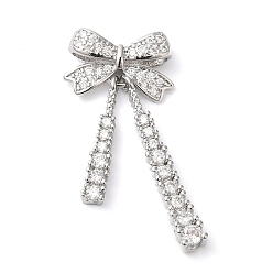 Платина Латунные микро проложить кубического циркония бусы, без кадмия, без никеля и без свинца, бантом, платина, 32x15x4 мм, отверстие : 1.6 мм