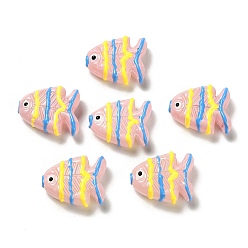 Pink Выпечка окрашенные стеклянные бусины, рыба, с эмалью, розовые, 18~18.5x22x8~8.5 мм, отверстие : 1.6 мм