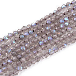 Ice Obsidian Нити бусин из натурального ледяного обсидиана с покрытием цвета AB, граненый стол ограненный круглый, 2~3 мм, отверстие : 0.5~0.6 мм, около 162~228 шт / нитка, 15.35~15.75'' (39~40 см)