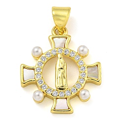 Солнце Подвески из настоящей латуни с покрытием из золота 18k и ракушкой, без кадмия и без свинца, религия, солнечные чары, 20x17.5x3.5 мм, отверстие : 3x5.5 мм