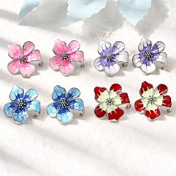 Платина Серьги-гвоздики с цветком из латуни и эмали, стойки покрытие, долговечный, без кадмия и без свинца, платина, 27.5 мм