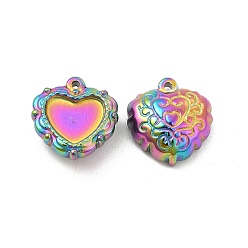 Rainbow Color Ion Plating(IP) 304 Stainless Steel Pendants, Heart Charm, Rainbow Color, 13x12x5mm, Hole: 1mm