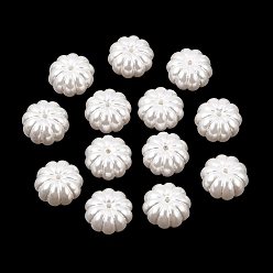 White ABS Plastic Imitation Pearl Beads, Flower, White, 15.5x16x9.5mm, Hole: 1.5mm, about 345pcs/500g