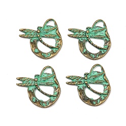 Dragonfly Сплавочные подвески тибетского стиля, античная бронза и зеленая патина, стрекоза, 17.5x18x2.5 мм, отверстие : 2.5 мм