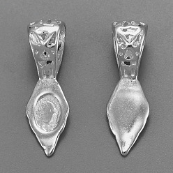 Платина Латунные клеящиеся плоские держатели для подвесок, без никеля , платина, 25x8x7 мм, отверстие : 9x5 мм