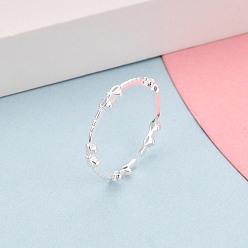 Серебро 925 открытые кольца-манжеты из стерлингового серебра для женщин, бантом, с печатью s925, серебряные, 2.5 мм, размер США 7 1/4 (17.5 мм)