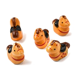 Темно-Оранжевый Фарфоровые бусины ручной работы, лошадь, яркие глазированный фарфор, темно-оранжевый, 19.5x23.5~24.5x11.5 мм, отверстие : 2.5 мм