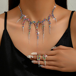 Разноцветный Ожерелья с подвесками из сплава осьминога и серьги-гвоздики, серебряные, красочный, 300 мм