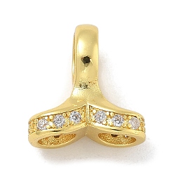 Настоящее золото 18K Покрытие стойки латунь микропаве прозрачные кубические циркониевые подвески, долговечный, без свинца и без кадмия, рыбий хвост, реальный 18 k позолоченный, 12x12x6 мм, отверстие : 4.5 мм
