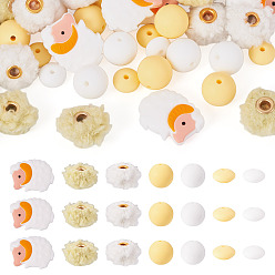 (52) Непрозрачная лаванда Силиконовые фокусные бусины и бусины из шерпы европейского дизайна, рондель, разноцветные, 21x28x8 мм, отверстия : 2 mm ; 35 шт / комплект