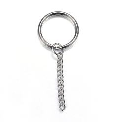 Stainless Steel Color Tarnish Resistant 304 Stainless Steel Split Key Rings, Keychain Clasp Findings, Stainless Steel Color, 72mm