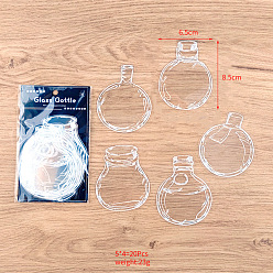 Bottle Пластиковая прозрачная прессованная обложка для закладки в виде цветка, закладка для образцов сухоцветов своими руками, с клеем внутри, образец бутылки, 85x32 мм, 5 стиль, 4 шт / стиль, 20 шт / комплект