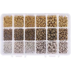 Mixed Color Zinc Alloy Spacer Beads, Mixed Color, 5.5~6.5x2~7.5mm, Hole: 1~2mm, Packaging Box: 16.5x10.8x3cm