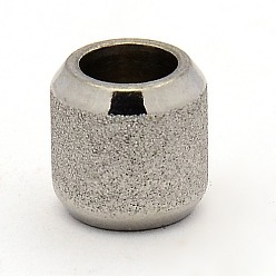 Stainless Steel Color Stainless Steel Textured Beads, Large Hole Column Beads, Stainless Steel Color, 10x10mm, Hole: 6mm