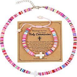 Разноцветный Наборы браслетов и ожерелий из полимерной глины, наборы украшений с перекрестными связями, красочный, 400 мм