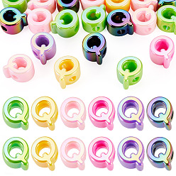 Letter Q 20 Stück UV-beschichtete, opake europäische Acrylperlen, große, irisierende Perlen, Gemischte Farbe, Buchstaben q, 21x18.5x13.5 mm, Bohrung: 6 mm