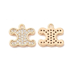 Real 18K Gold Plated Brass & Cubic Zirconia Pendants, Cadmium Free & Nickel Free & Lead Free, Real 18K Gold Plated, 12x13x2mm, Hole: 1.4mm