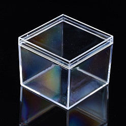Clear Polystyrene Plastic Bead Storage Containers, Square, Clear, 6.5x6.5x5.5cm
