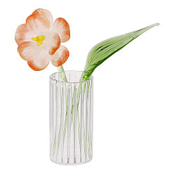 Color mezclado 2 piezas de adornos de vidrio para exhibir flores, decoraciones para el hogar, para decoración de exhibición de bonsáis carnosos, con jarrón de cristal de 1pc, color mezclado, 72x28x18 mm
