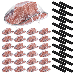 Couleur Mélangete Housse de siège jetable en plastique PE, avec ruban adhésif en mousse EVA réducteur de taille de chapeau pour véhicules électriques, couleur mixte, 305x45x3mm, 10 pcs /sachet , 2 sacs