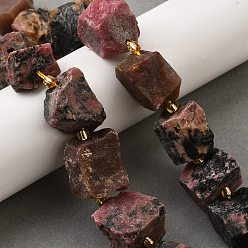 Родонит Нити бусин из необработанного натурального родонита, самородки, с бисером, 14~28x15~25x10~27 мм, отверстие : 1.2~1.4 мм, около 9~10 шт / нитка, 7.76''~8.07'' (19.7~20.5 см)