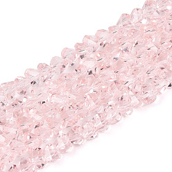 Pink Прозрачные стеклянные бусины, треугольные, граненые, розовые, 3~3.5x4~4.5x4~4.5 мм, отверстие : 0.8 мм, около 121~131 шт / нитка, 14.37~15.35 дюйм (36.5~39 см)