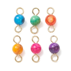 Золотой Окрашенные натуральные пресноводные ракушки, круглые соединительные звенья, подвески, с 304 петлями из нержавеющей стали, разноцветные, золотые, 12x5 мм, отверстие : 2 мм