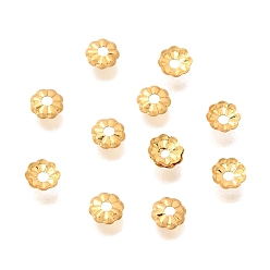 Настоящее золото 24K Шапочки и конусы для бусин, латунные, цветок, без кадмия и без свинца, стойки покрытие, долговечный, реальный 24 k позолоченный, 4x0.9 мм, отверстие : 1 мм