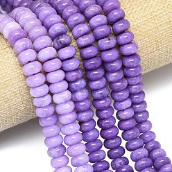 Средний Фиолетовый Натуральный Malaysia нефритовые бусы пряди, окрашенная и подогревом, рондель, средне фиолетовый, 10~10.5x5.5~6 мм, отверстие : 1~1.2 мм, около 67~69 шт / нитка, 15.28''~15.47'' (38.8~39.3 см)