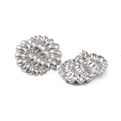 Platinum 304 Stainless Steel Earrings, Flower, Platinum, 31x23mm