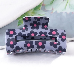 Полуночно-синий Заколки для волос из ПВХ с цветочным узором, аксессуары для волос для женщин и девочек, прямоугольные, темно-синий, 43x81x39 мм