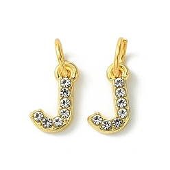 Letter J Rack Plating Alloy Rhinestone Pendants, Cadmium Free & Lead Free, 26 Letter, Letter J, 11x2~9x2mm, Hole: 3.5mm
