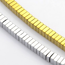 (52) Непрозрачная лаванда Гальванизировать немагнитных синтетический гематит бисер пряди, квадратные бусины хейши, разноцветные, 4x4x2 мм, отверстие : 1 мм, около 193 шт / нитка, 15.7 дюйм