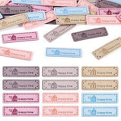 (52) Непрозрачная лаванда 42шт 6 цвета микрофибровые этикетки бирки, с отверстиями и словом «счастливое время», для джинсов своими руками, , обуви, аксессуары для шляп, разноцветные, 50x15x1.5 мм, отверстие : 1.4 мм, 7 шт / цвет