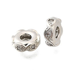 Платина Латунные микропаве из прозрачного кубического циркония, стойки покрытие, долговечный, без свинца и без кадмия, плоско-круглые, платина, 5.5x1.5 мм, отверстие : 2 мм