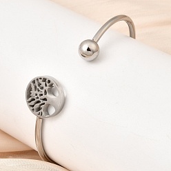 Нержавеющая Сталь Цвет 304 женские браслеты-манжеты из нержавеющей стали, цвет нержавеющей стали, внутренний диаметр: 2.38 дюйм (6.05 см) x 2.07 дюйм (5.25 см)