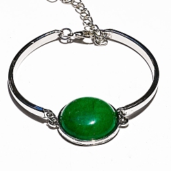 Малайский Нефрит Браслет из натурального Малайзии с плоскими круглыми звеньями, с изогнутой трубкой, 7-1/8 дюйм (18 см)