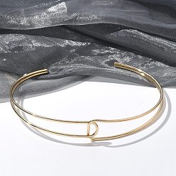 Золотой Железные открытые манжеты колье-чокер для женщин, золотые, внутренний диаметр: 5.63 дюйм (14.3 см), 24.5 мм